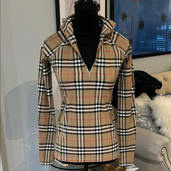 Burberry vintage check quarter zip long sleeve top| Size: S - Picture 4 of 5